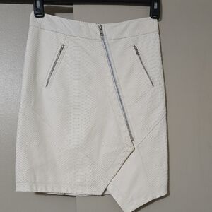 Yigal Azrouel Optic Asymmetrical White Lamb Leather & Cotton Skirt Size 2